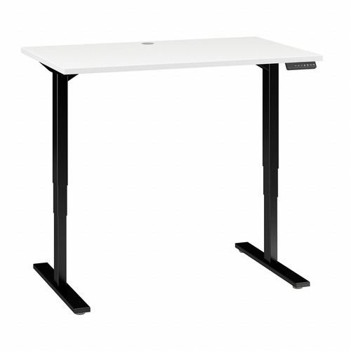 Bush Business Furniture 48W x 30D Height Adjustable Standing Desk White - For - Table TopThermofused Laminate (TFL) Rectangle Top - Black T-shaped Base - 2 Legs - 23" to 49" Adjustment x 47.60" Table Top Width x 29.37" Table Top Depth - 49" Height - Offic