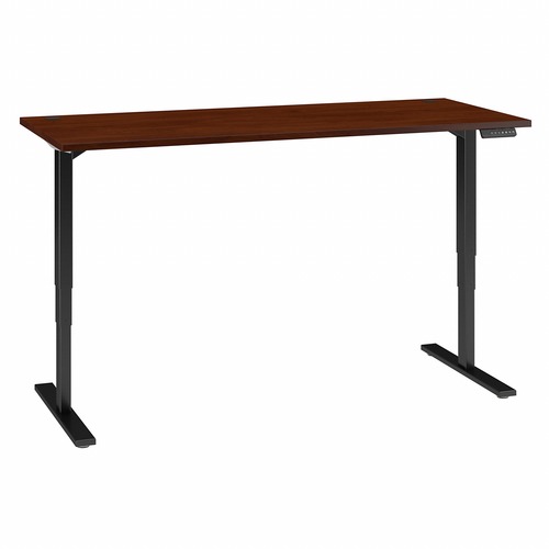 Bush Business Furniture 72W x 30D Height Adjustable Standing Desk Hansen Cherry - For - Table TopThermofused Laminate (TFL) Rectangle Top - Black T-shaped Base - 2 Legs - 23" to 49" Adjustment x 71.02" Table Top Width x 29.37" Table Top Depth - 49" Height