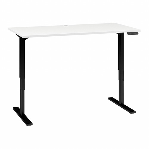 Bush Business Furniture 60W x 30D Height Adjustable Standing Desk in White - For - Table TopThermofused Laminate (TFL) Rectangle Top - Black T-shaped Base - 2 Legs - 23" to 49" Adjustment x 59.45" Table Top Width x 29.37" Table Top Depth - 49" Height - Of