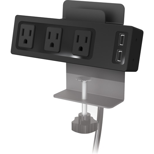 MooreCo Clamp Mount Outlet & USB Charger - 4 x Power Receptacles - 125 V AC / 15 A Clamp Mount - 1 Pack