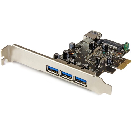 StarTech.com 4 Port PCI Express USB 3.0 Card - 3 External and 1 Internal - 5Gbps - Add four USB 3.0 ports - three external and one internal port - to your computer - 4 Port PCIe USB 3.0 Card - Cost-effective USB 3.0 Adapter Card - Easy to install with nat