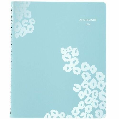 At-A-Glance Wild Washes 2024 Weekly Monthly Appointment Book Planner, Teal, Large - Large Size - Julian Dates - Weekly, Monthly - 13 Month - January 2024 - January 2025 - 7:00 AM to 8:00 PM - Hourly - 1 Week, 1 Month Double Page Layout - 8 1/2" x 11" Whit
