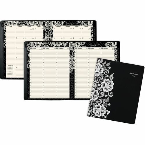 At-A-Glance Lacey 2024 Weekly Monthly Appointment Book Planner, Large, 8 1/2" x 11" - Large Size - Professional - Julian Dates - Weekly, Monthly - 12 Month - January 2024 - January 2025 - 7:00 AM to 8:00 PM - Hourly, Monday - Friday - 1 Week, 1 Month Doub
