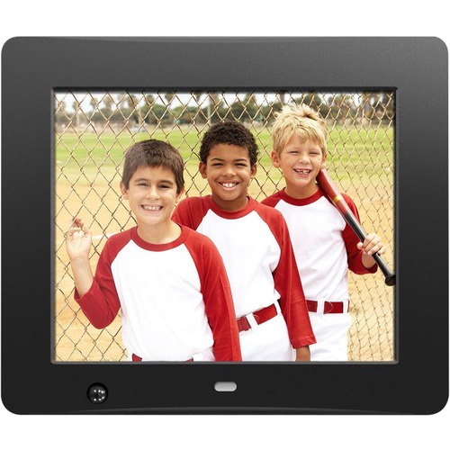 Aluratek 8 inch Digital Photo Frame with Motion Sensor and 4GB Built-in Memory - 8" LCD Digital Frame - Black - 800 x 600 - Cable - 4:3 - Autostart Slideshow, Slideshow, Background Music, Clock, Calendar, Auto On/Off Timer, Motion Detection - Built-in 4 G
