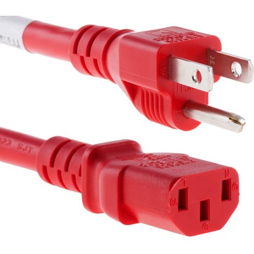 Unirise 10ft Red Desktop/ Monitor/ TV Power Cord, 5/15P-C13, SVT, 10amp, 125V - For Television, Desktop Computer, Monitor - 10 A - Red - 10 ft Cord Length - NEMA 5-15P / IEC 60320 C13 - 1