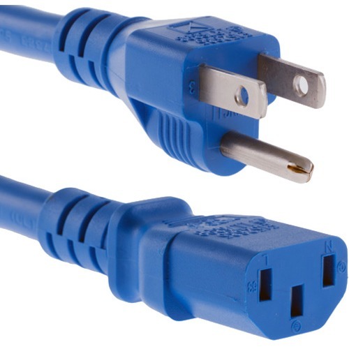 Unirise 3ft Blue Desktop/ Monitor/ TV Power Cord, 5/15P-C13, SVT, 10amp, 125V - For Television, Desktop Computer, Monitor - 10 A - Blue - 3 ft Cord Length - NEMA 5-15P / IEC 60320 C13 - 1