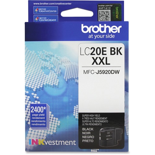 Brother Genuine LC20EBK INKvestment Super High Yield Black Ink Cartridge - Inkjet - Super High Yield - 2400 Pages - Black - 1 Each