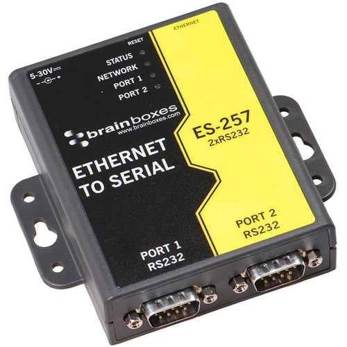 Brainboxes ES-257 Ethernet to Serial Device Server - x Network (RJ-45) x Serial Port - Fast Ethernet - Rail-mountable