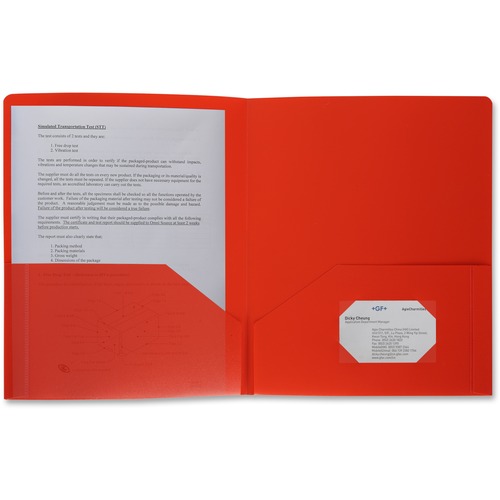 Business Source Letter Portfolio - 8 1/2" x 11" - 30 Sheet Capacity - 2 Pocket(s) - Red - 1 Each