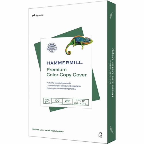 Hammermill Premium Color Copy Cover - White - 100 Brightness - 99% Opacity - Tabloid - 11" x 17" - 100 lb Basis Weight - Smooth - 250 / Pack - Durable, Acid-free, Jam-free, Heavyweight, Archival-safe - Photo White