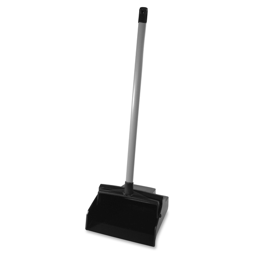 LobbyMaster Dustpan - 12" Wide - Polyvinyl Chloride (PVC), Handle - Black, Silver - 1 Each