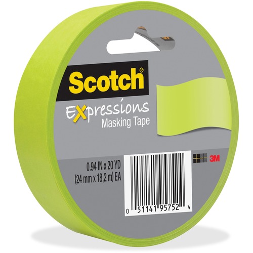 Scotch Expressions Masking Tape - 20 yd Length x 0.94" Width - For Masking, Decoration, Mounting, Project - 1 / Roll - Lemon Lime