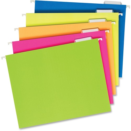 Pendaflex 1/5 Tab Cut Letter Hanging Folder - 8 1/2" x 11" - Assorted Position Tab Position - Fluorescent Assorted - 25 / Box