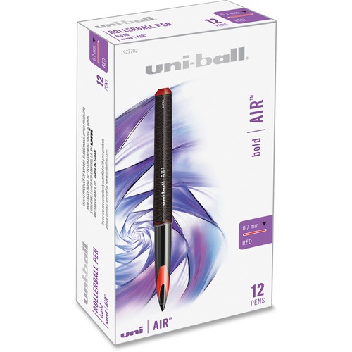 Uni-Ball 0.7mm Rollerball Pens - Medium Pen Point - 0.7 mm Pen Point Size - Red Gel-based Ink - Black Barrel - 1 Dozen