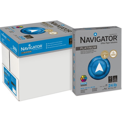 Navigator Platinum Superior Productivity Multipurpose Paper - Silky Touch - Bright White - 99 Brightness - 96% Opacity - Letter - 8 1/2" x 11" - 24 lb Basis Weight - Extra Smooth - 5000 / Carton - Jam-free - Bright White