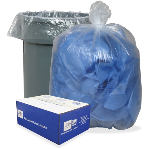 Berry .8 mil Heavy-duty Low-density Liners - 60 gal Capacity - 38" Width x 58" Length - 0.80 mil (20 Micron) Thickness - Low Density - Clear, Translucent - 100/Carton - Can - Recycled