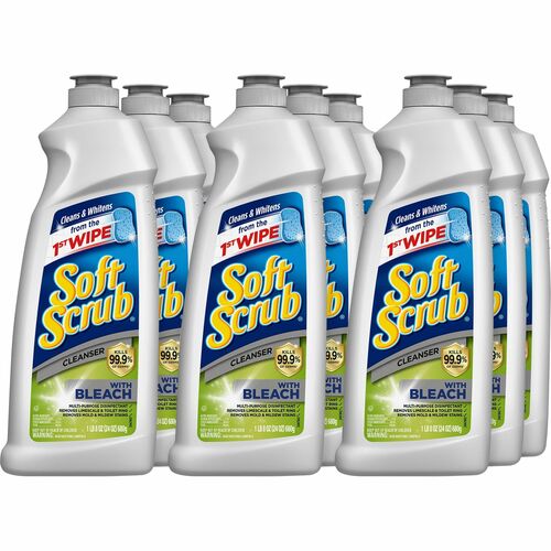 Dial Professional Soft Scrub with Bleach Cleanser - For Sink, Shower, Bathtub, Countertop, Stove Top, Toilet - 24 oz (1.50 lb) - Lemon ScentBottle - 9 / Carton - Phosphate-free, Anti-bacterial, Disinfectant, Scratch Resistant - White