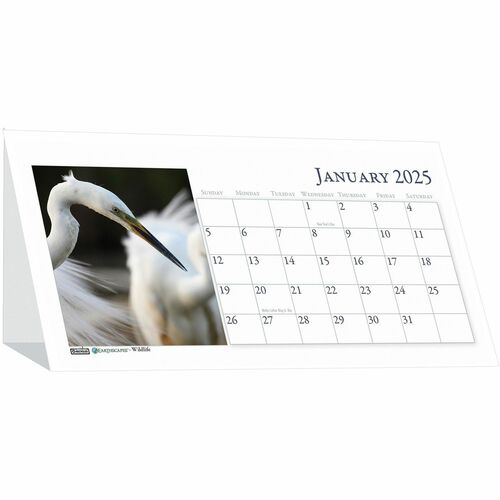 House of Doolittle Wildlife Photo Desk Top Tent Calendars - Julian Dates - Monthly - 12 Month - January 2025 - December 2025 - 1 Month Double Page Layout - Wire Bound - Desktop - Paper - 4.5" Height x 8.5" Width - Reference Calendar, Double-sided - 1 Each