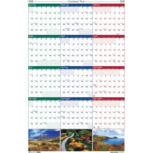 House of Doolittle EarthScp. Scenic Laminated Wall Planners - Julian Dates - Daily, Monthly - 12 Month - January 2020 to December 2020 - 2" x 1.38" , 1" x 1" Block - Paper - 24" Height x 18" Width - Laminated, Double-sided, Write on/Wipe off, Reversible, 