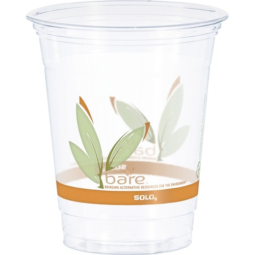Solo Bare Eco-Forward 12 oz Cold Cups - 50.0 / Bag - 20 / Carton - Clear - Polyethylene Terephthalate (PET) - Beverage, Cold Drink, Smoothie, Coffee - Recycled