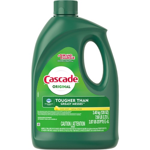 Cascade Gel Dishwasher Detergent - For Dishwasher, Dish, Glass - Gel - 120 oz (7.50 lb) - Lemon Scent - 4 / Carton - Residue-free, Phosphate-free - Green