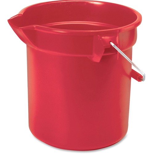 Rubbermaid Commercial Brute 14-quart Round Bucket - 3.50 gal - Rust Resistant, Heavy Duty, Stackable, Bend Resistant, Graduated, Handle - 11.2" - Steel, Plastic - Chrome, Nickel, Red - 1 Each