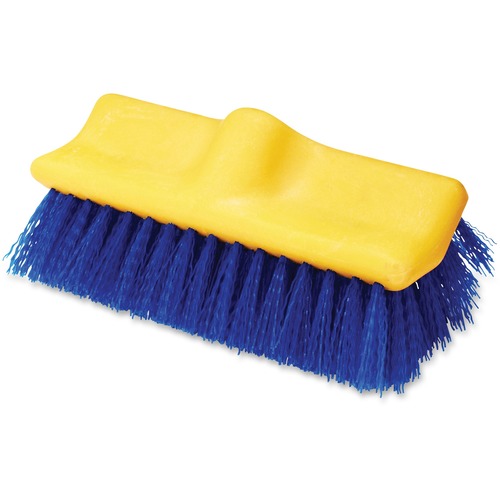 Rubbermaid Commercial Plastic Block Floor Scrub - 2" Palmyra Bristle - 10" Brush Face - Blue, Yellow - 1 Each