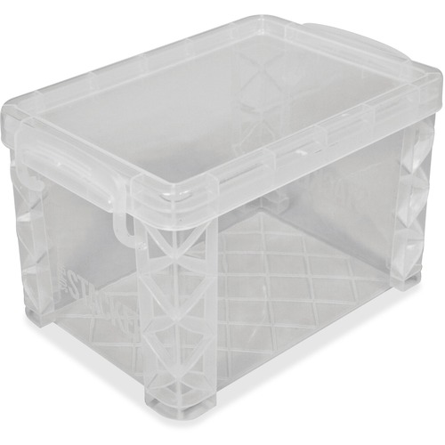 Advantus Super Stacker Index Cards Box - External Dimensions: 6.3" Width x 4.3" Depth x 4.3" Height - Media Size Supported: Index Card 4" x 6" - 500 x Index Card (4" x 6") - Lid Lock Closure - Stackable - Plastic - Clear - For Index Card, Craft Supplies, 
