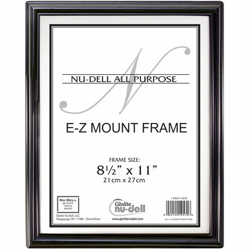 Golite nu-dell All-purpose E-Z Mount Frames - 8.50" x 11" Frame Size - Rectangle - Horizontal, Vertical - Break Resistant - 1 Each - Plastic - Black, Silver