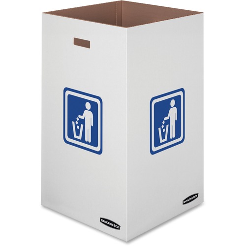 Bankers Box Waste & Recycling Bins - Internal Dimensions: 18" (457.20 mm) Width x 18" (457.20 mm) Depth x 30" (762 mm) Height - External Dimensions: 18.4" Width x 18.4" Depth x 30.4" Height - 158.99 L - Corrugated Paper - White, Blue - Recycled - 10 / Car
