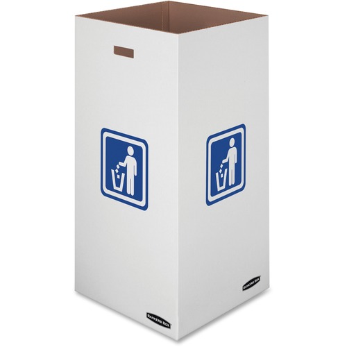 Bankers Box Waste & Recycling Bins - Internal Dimensions: 18" Width x 18" Depth x 36" Height - External Dimensions: 18.4" Width x 18.4" Depth x 36.4" Height - 50 gal - Corrugated Paper - White, Green - Recycled - 10 / Pack
