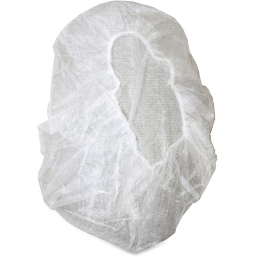 Genuine Joe Nonwoven Bouffant Cap - Lightweight, Comfortable, Elastic Headband - Large Size - 21" Stretched Diameter - Contaminant Protection - Polypropylene - White - 100 / Pack