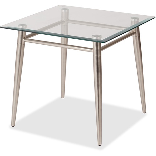 WorkSmart Brooklyn MG0922S-NB End Table - Clear Square Top - Four Leg Base - 4 Legs x 22" Table Top Width x 22" Table Top Depth - 20" Height - Assembly Required - Brushed Nickel