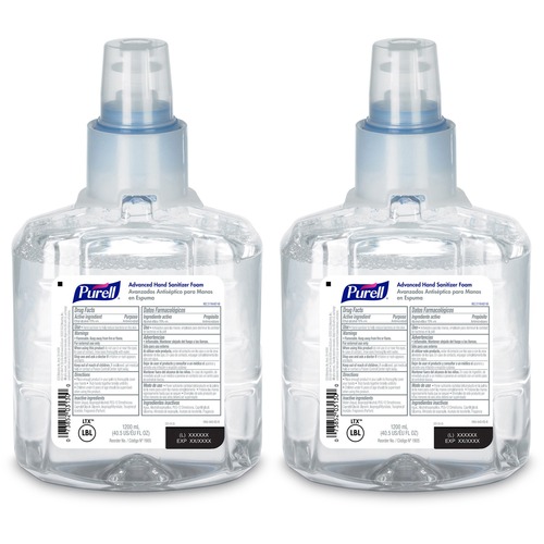 PURELL® Hand Sanitizer Foam Refill - Clean Scent - 40.6 fl oz (1200 mL) - Kill Germs - Hand, Skin - Clear - Chemical-free - 2 / Carton