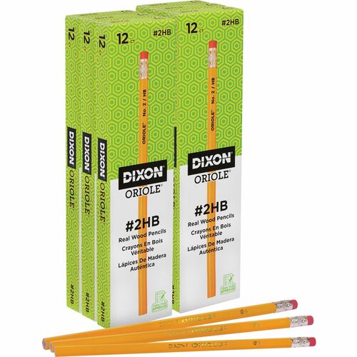 Dixon Wood-Cased Pencils - Black Lead - #2 - Yellow Wood Barrel - 1 Box - 6 / Pack