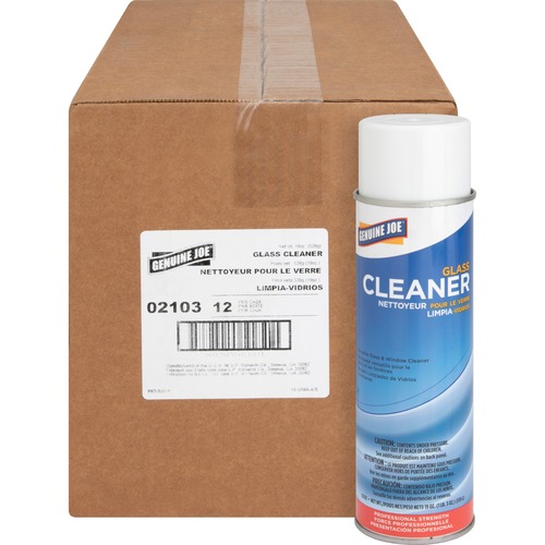 Genuine Joe Glass Cleaner Aerosol - Ready-To-Use Aerosol - 19 oz (1.19 lb) - 12 / Carton - White