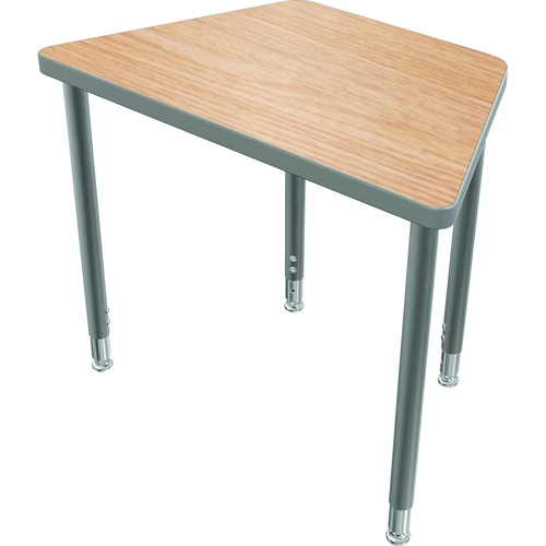 Balt Snap Desk Configurable Student Desking - Fusion Maple Trapezoid Top - Four Leg Base - 4 Legs - 30" Table Top Width x 18" Table Top Depth x 1.25" Table Top Thickness - 32" Height - Assembly Required - Rubber, Tubular Steel