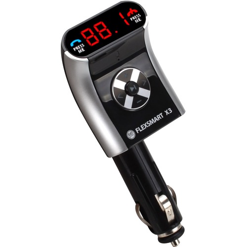 GOgroove FlexSMART X3 Compact Wireless Bluetooth Car Hands-free Kit - USB - LCD Display - Auto Pairing, Voice Activation, FM Transmitter - Built-in Radio - Black