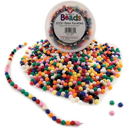 Bucket O' Beads - 1000 Faceted Beads- Opaque (8 mm)