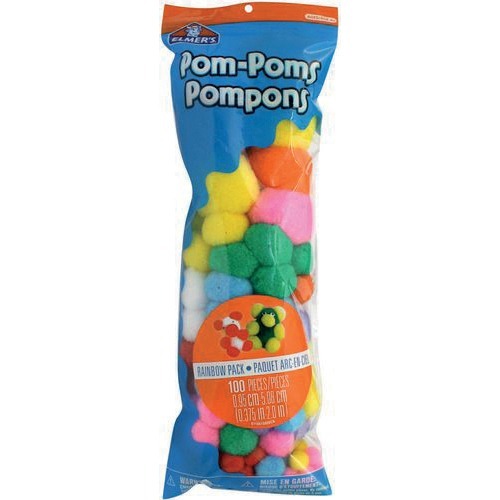 Elmer's Pom Pom - Costume, Craft, Ornaments - 100 / Pack - Rainbow - Pom Poms - EPI61188