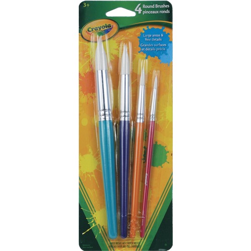 Crayola 4 Rounded Brushes - 4 Brush(es) Wood - Metal Ferrule