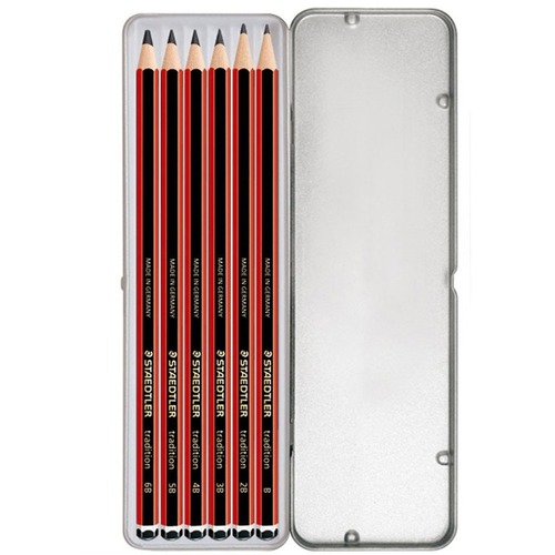 Staedtler Graphite Pencil - 2B, 4B, 6B, B Lead - 2 mm Lead Diameter - Graphite Lead - Red Wood, Black Barrel - 4 / Card - Wood Pencils - STD95052
