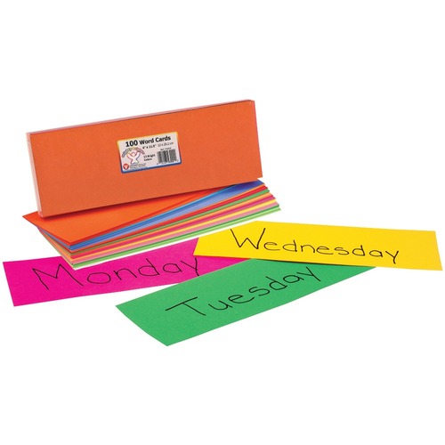 Hygloss 100 Asst. Colors 4" x 11.5" Cards - Theme/Subject: Learning - Skill Learning: Vocabulary, Calendar, Matching - 100 / Pack