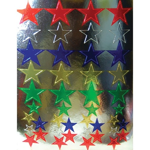 25 Sheets Hygloss Products Glossy Star Stickers 1,100 Stickers Primary Colors