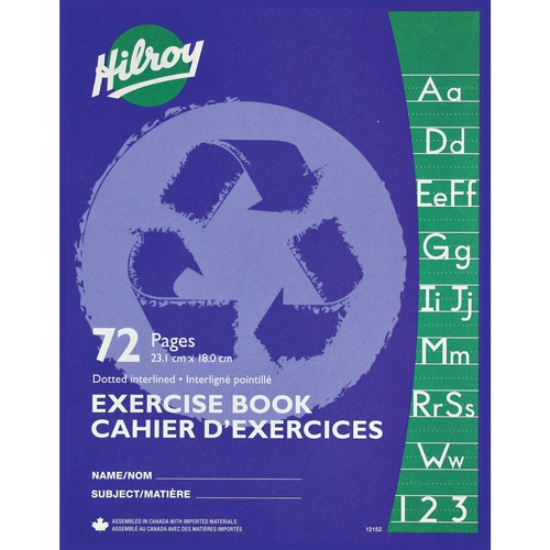 Hilroy Notebook - 72 Pages - Stitched - Interlined - Ruled - 9 1/8" x 7 1/8" - Recycled - EACH