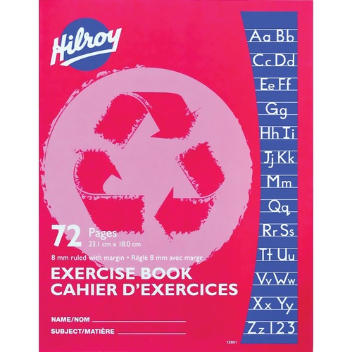 Hilroy Notebook - 72 Pages - Stitched - Ruled - 0.31" Ruled - Ruled - 9 1/8" x 7 1/8" - Recycled - Eaches