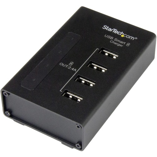 StarTech.com 4-Port Charging Station for USB Devices - 48W/9.6A - Charge up to four mobile devices at the same time, from a central location - USB Charging Station - Multi-Device Charging Station - Desktop Charging Station - 4-Port Charging Station for US