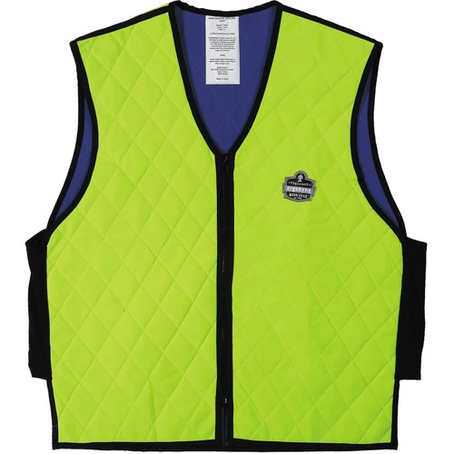 Ergodyne Chill-Its Evaporative Cooling Vest - Extra Large Size - Polymer, Nylon - Lime - Comfortable, High Visibility, Ventilation, Stretchable, Water Repellent, Lightweight, Durable, Washable, Zipper Closure - 1 Each