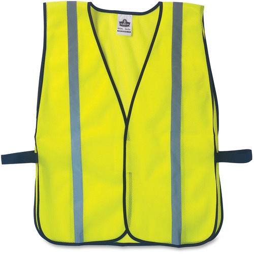 GloWear Lime Standard Vest - Standard Size - Fabric - Lime - High Visibility, Comfortable, Machine Washable, Breathable, Hook & Loop Closure, Reflective - 1 Each
