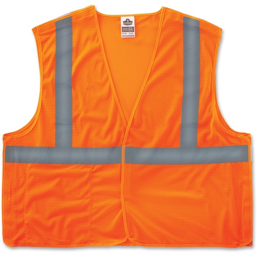 GloWear Orange Econo Breakaway Vest - 2-Xtra Large/3-Xtra Large Size - Orange - Reflective, Machine Washable, Lightweight, Hook & Loop Closure, Pocket - 1 Each
